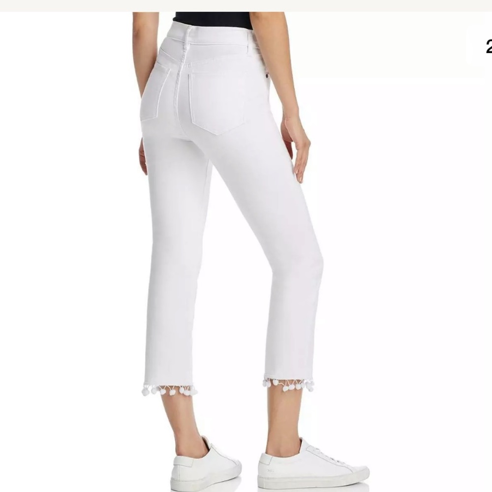 Sunset & Spring  White Pom-Pom Cropped Jeans